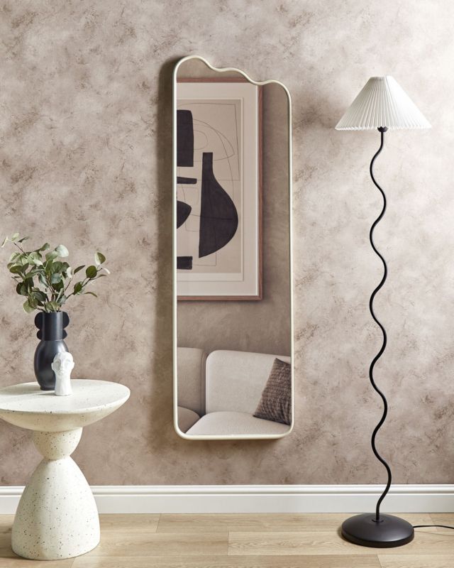 Lustro ścienne Abzac 45 cm 145 cm Metal Złamana biel 1 szt.