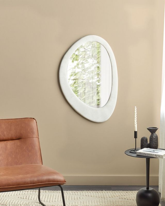 Lustro ścienne Audes 60 cm 90 cm Welur Złamana biel 1 szt.