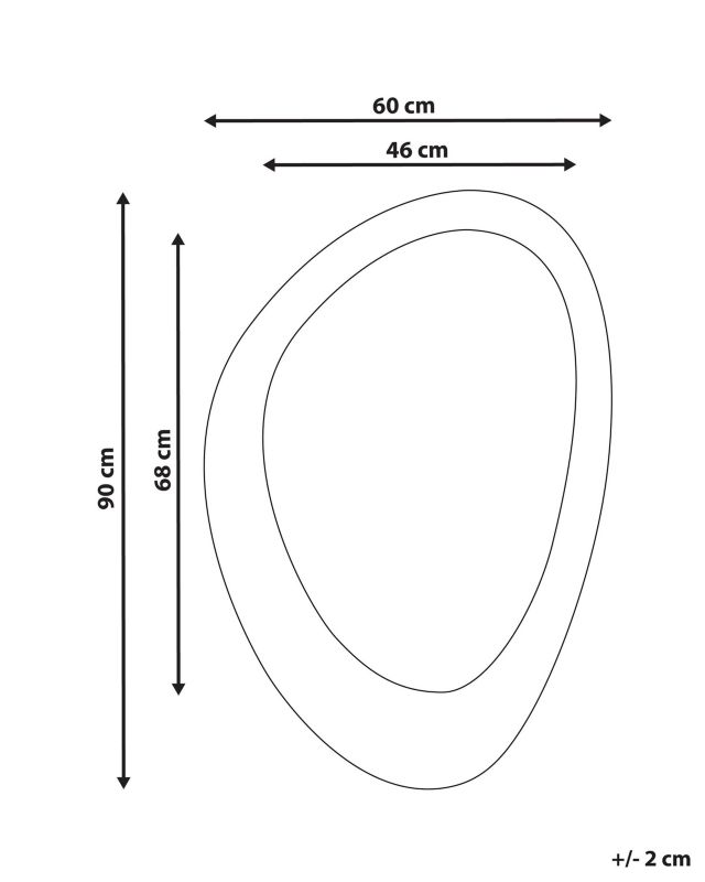 Lustro ścienne Audes 60 cm 90 cm Welur Złamana biel 1 szt.