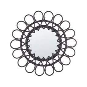Lustro ścienne Babai 60 cm 60 cm Rattan Czarny 1 szt.