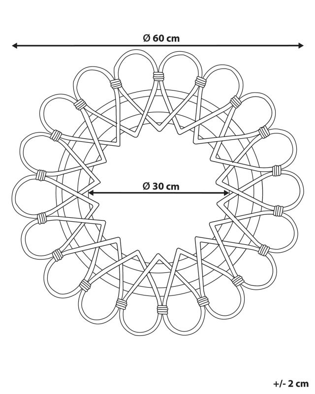 Lustro ścienne Babai 60 cm 60 cm Rattan Czarny 1 szt.