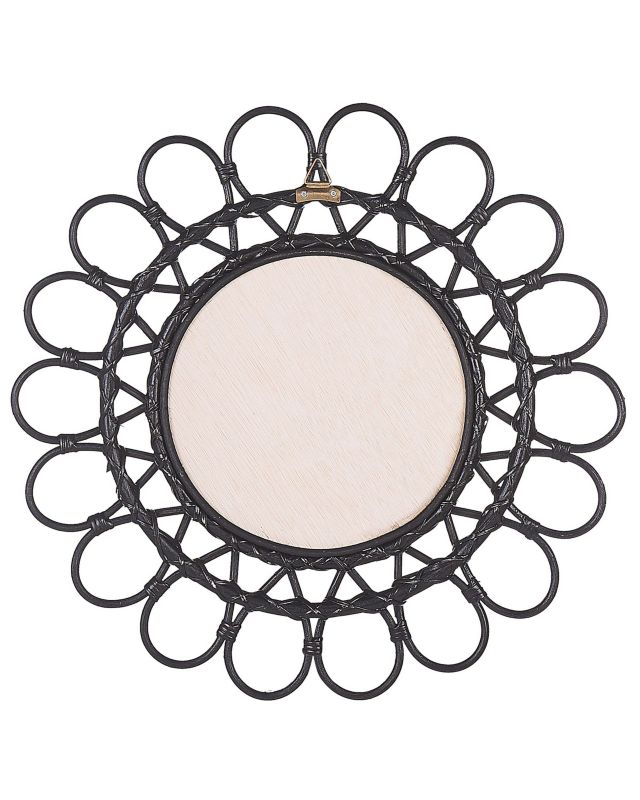 Lustro ścienne Babai 60 cm 60 cm Rattan Czarny 1 szt.
