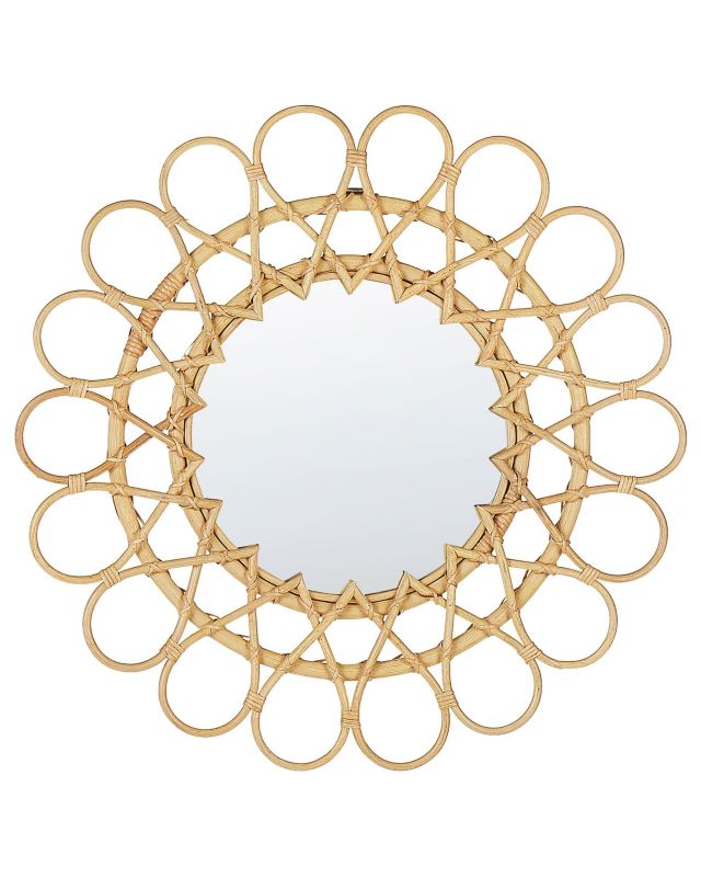 Lustro ścienne Babai 60 cm 60 cm Rattan Naturalny 1 szt.