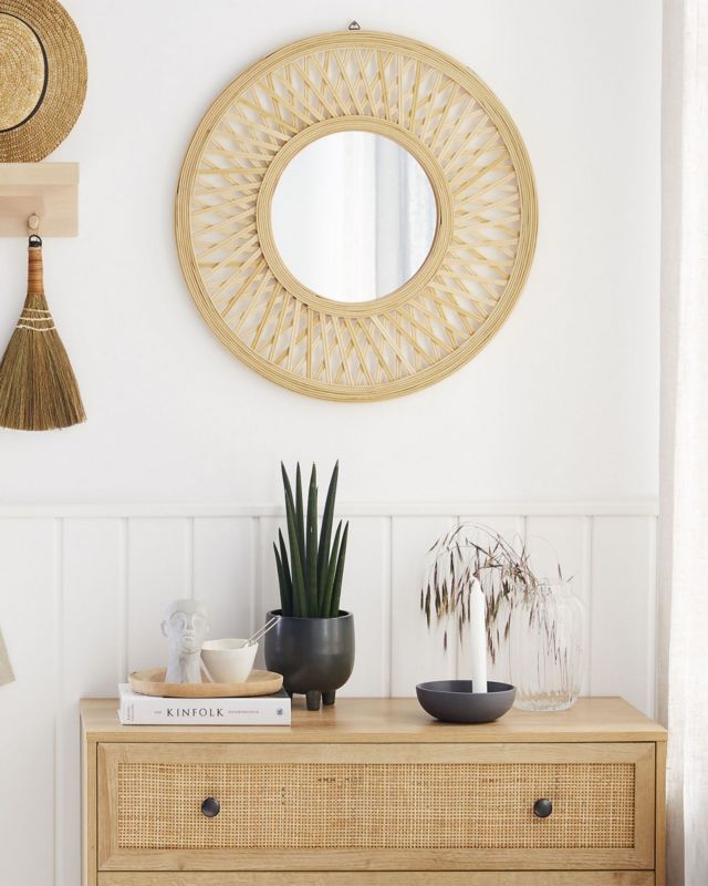 Lustro ścienne Bacata 60 cm 60 cm Drewno bambusowe Naturalny 1 szt.