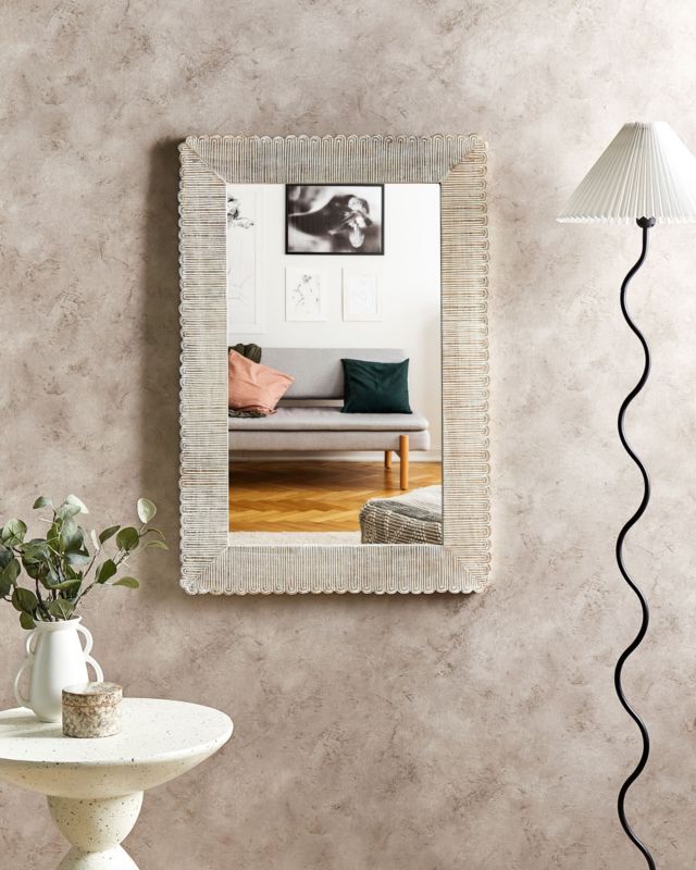 Lustro ścienne Baugy 63 cm 94 cm Drewno Biały 1 szt.