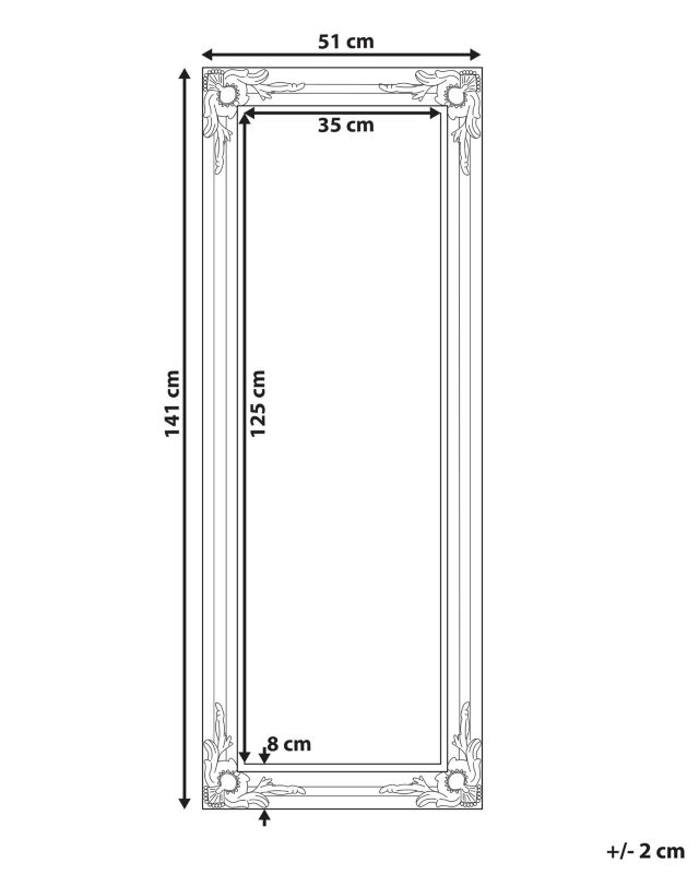 Lustro ścienne Bellac 51 cm 141 cm Srebrny 1 szt.