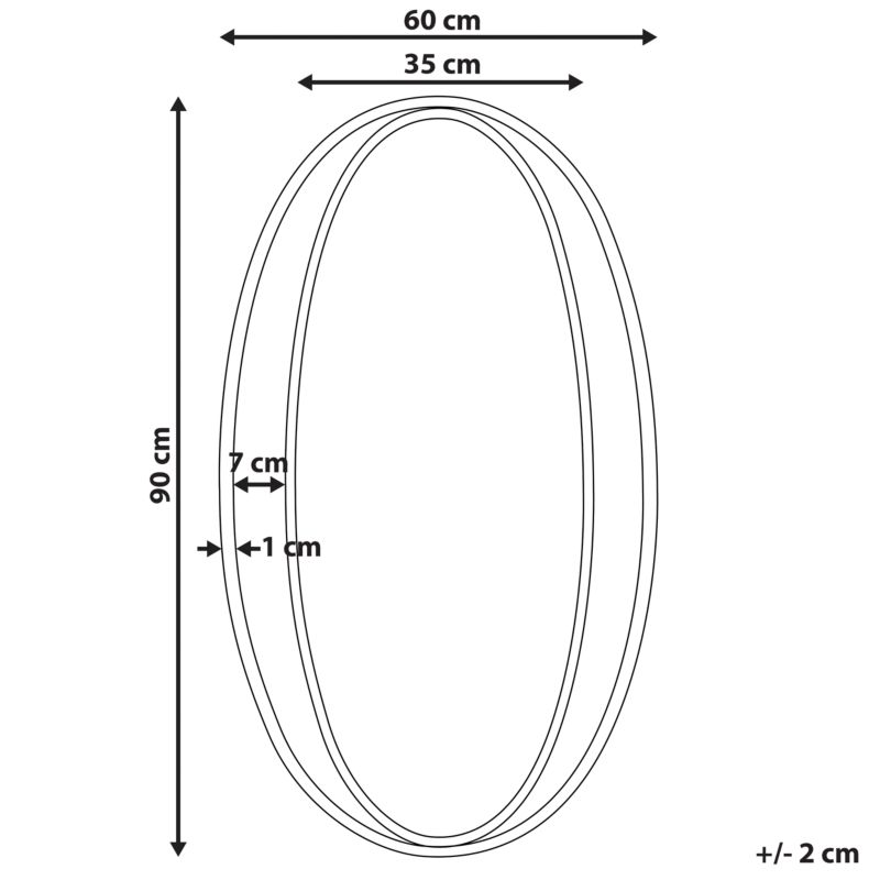 Lustro ścienne Besson 55 cm 90 cm Metal Złoty 1 szt.