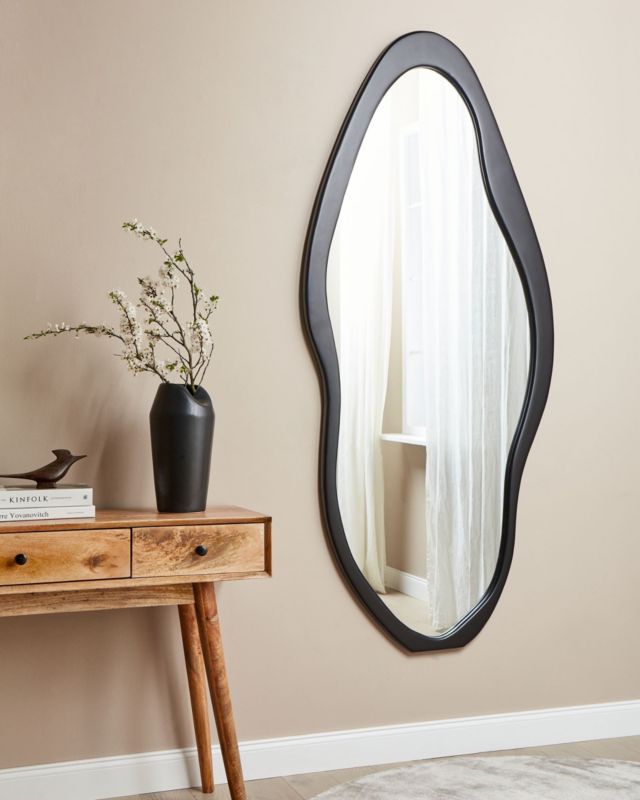 Lustro ścienne Blet 80 cm 180 cm Drewno Czarny 1 szt.