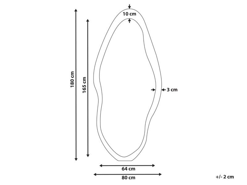 Lustro ścienne Blet 80 cm 180 cm Drewno Czarny 1 szt.