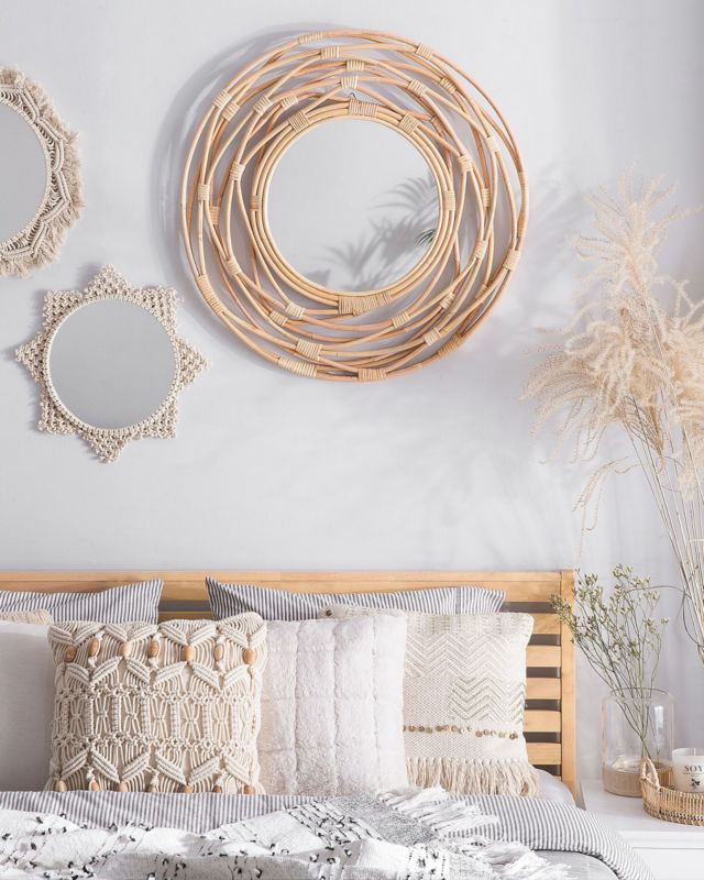 Lustro ścienne Burgis 75 cm 75 cm Rattan Naturalny 1 szt.