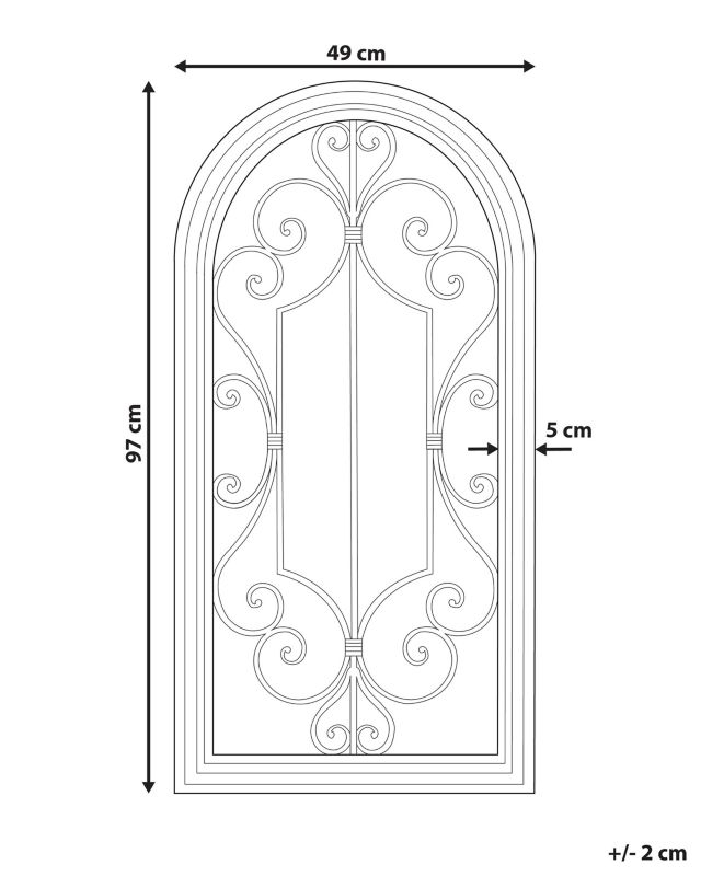 Lustro ścienne Campel 49 cm 97 cm Metal Czarny 1 szt.