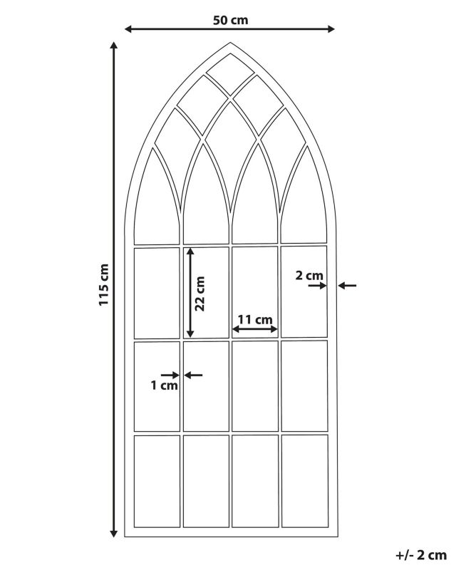 Lustro ścienne Cassel 50 cm 115 cm Metal Czarny 1 szt.