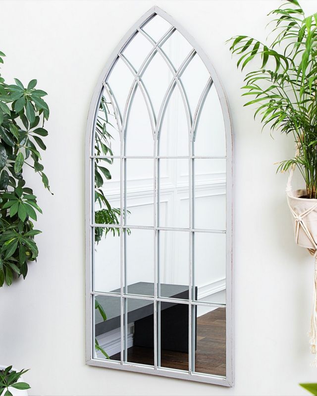 Lustro ścienne Cassel 50 cm 115 cm Metal Jasnoszary 1 szt.