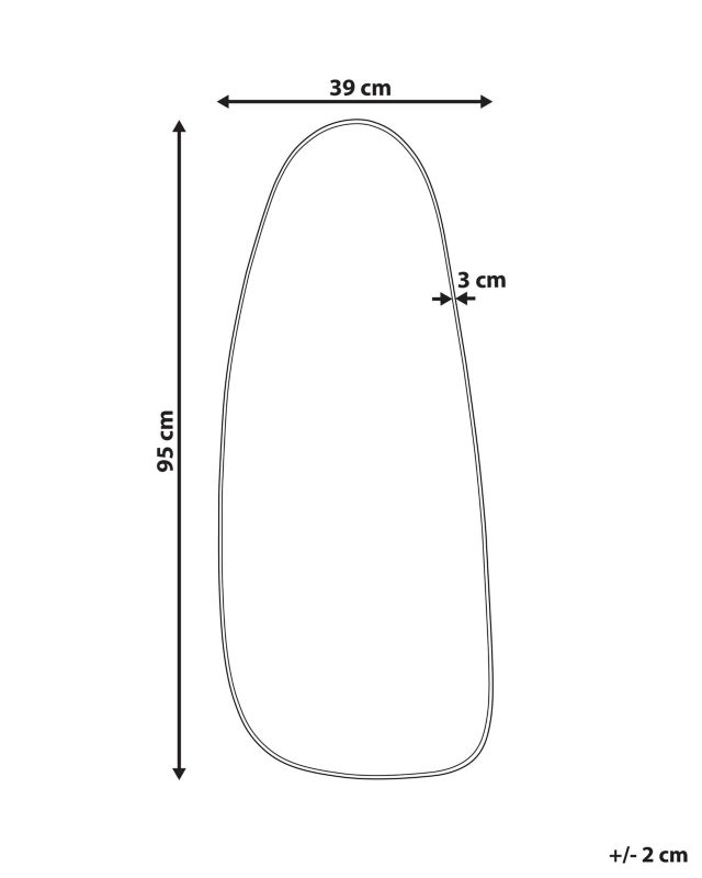 Lustro ścienne Cergy 39 cm 95 cm Metal Czarny 1 szt.