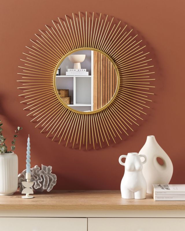Lustro ścienne Cilly 80 cm 80 cm Metal Złoty 1 szt.