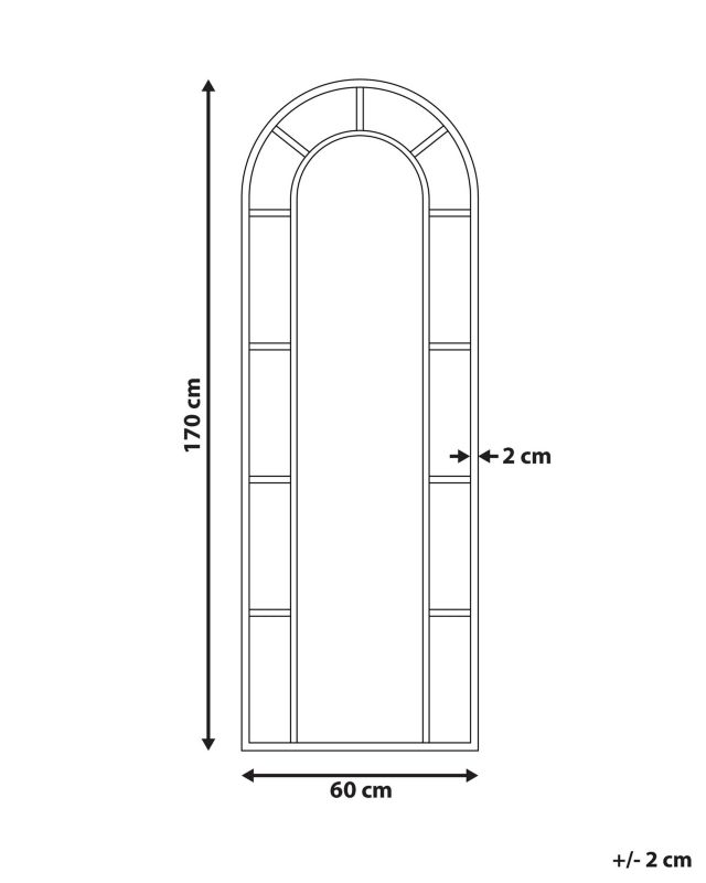Lustro ścienne Crosses 60 cm 170 cm Metal Czarny 1 szt.