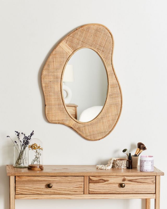 Lustro ścienne Dornes 57 cm 77 cm Rattan Naturalny 1 szt.