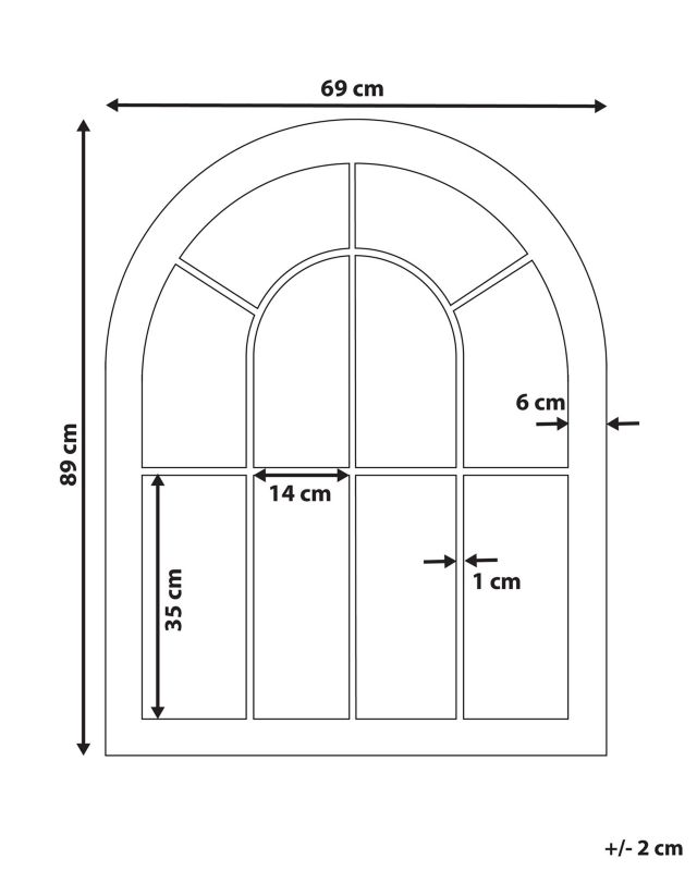 Lustro ścienne Embry 69 cm 89 cm Metal Czarny 1 szt.