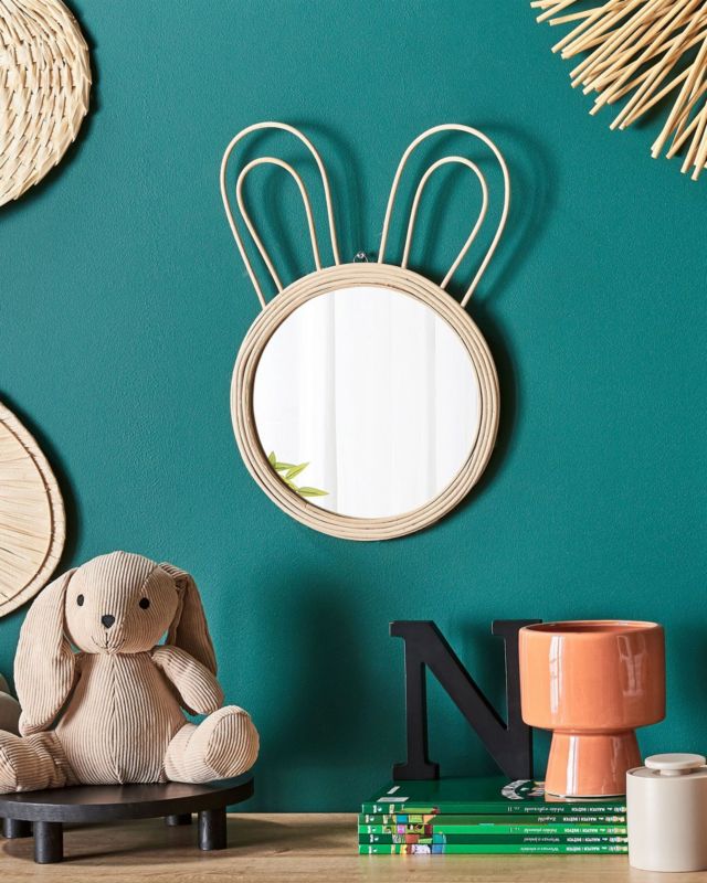 Lustro ścienne Golong 26 cm 45 cm Rattan Naturalny 1 szt.