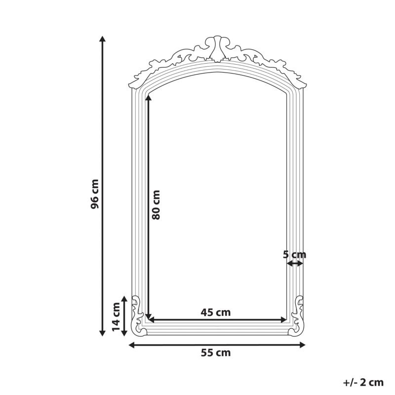 Lustro ścienne Gorges 55 cm 96 cm Metal Złoty 1 szt.