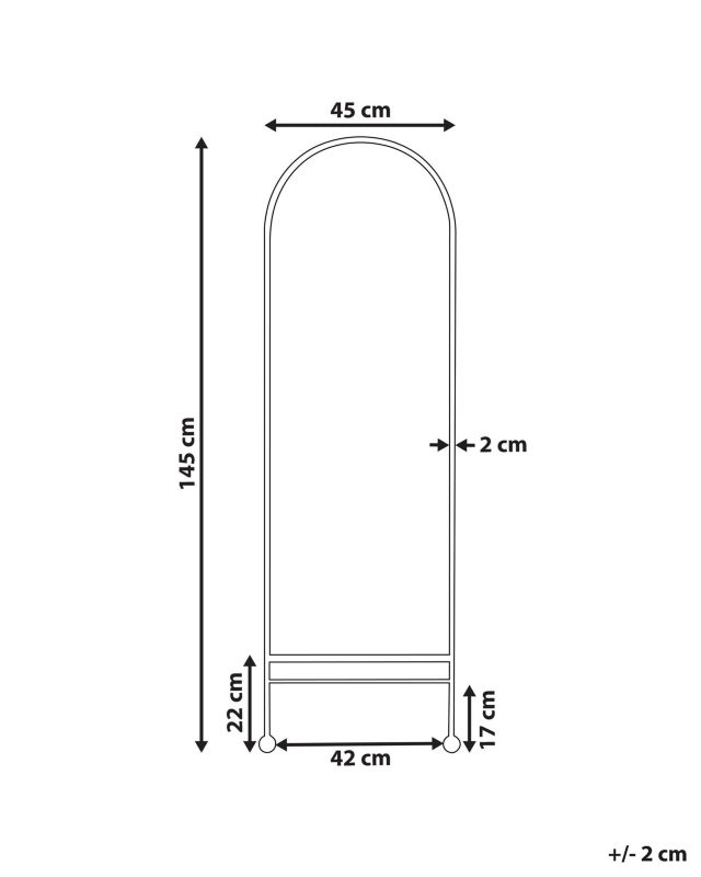 Lustro ścienne Jarnages 45 cm 145 cm Metal Czarny 1 szt.
