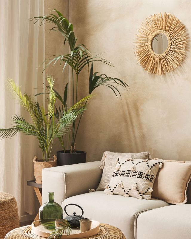 Lustro ścienne Kalasin 60 cm 60 cm Rattan Naturalny 1 szt.