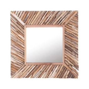Lustro ścienne Kanab 60 cm 60 cm Drewno Jasne drewno 1 szt.