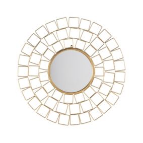 Lustro ścienne Labrit 90 cm 90 cm Metal Złoty 1 szt.