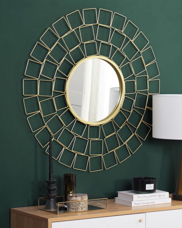 Lustro ścienne Labrit 90 cm 90 cm Metal Złoty 1 szt.