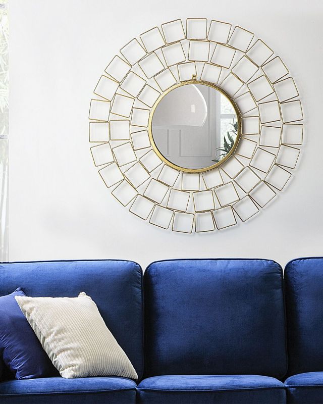 Lustro ścienne Labrit 90 cm 90 cm Metal Złoty 1 szt.