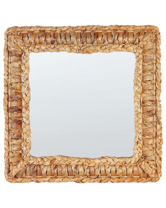 Lustro ścienne Langli 52 cm 52 cm Plecionka Naturalny 1 szt.