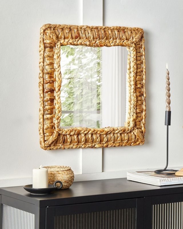 Lustro ścienne Langli 52 cm 52 cm Plecionka Naturalny 1 szt.