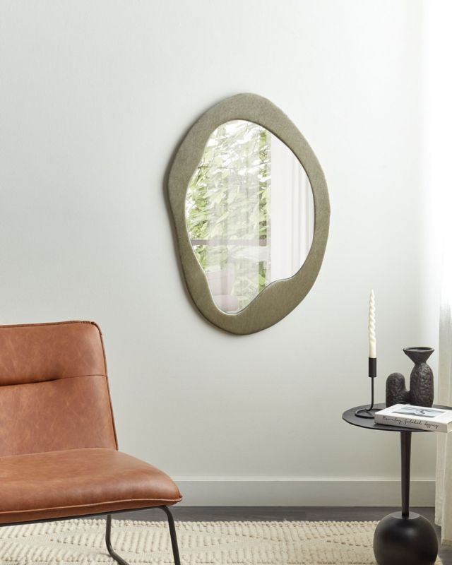 Lustro ścienne Lenax 59 cm 90 cm Welur Oliwkowy 1 szt.