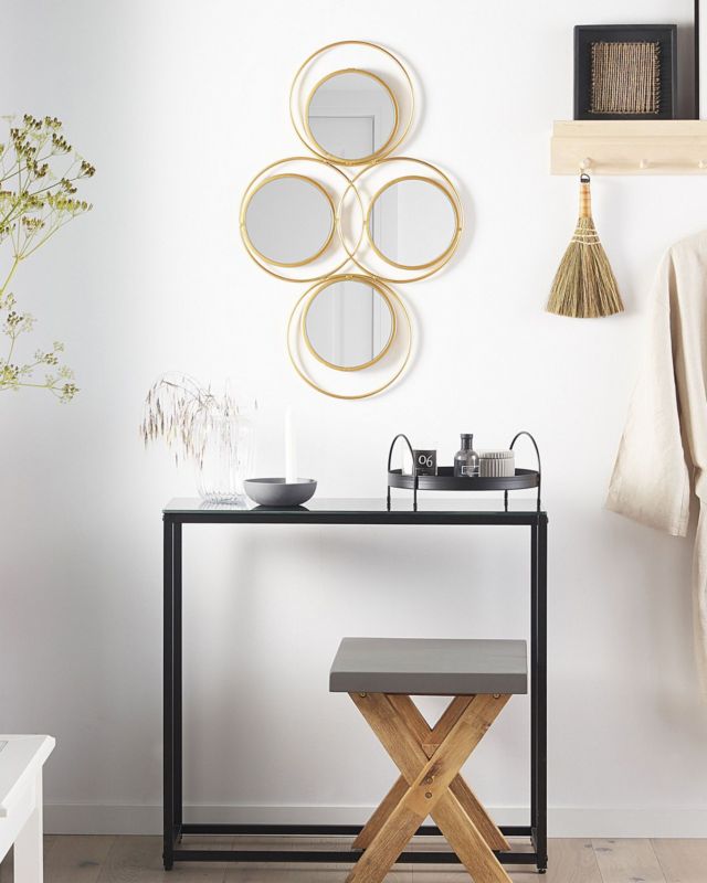 Lustro ścienne Lescar 50 cm 80 cm Metal Złoty 1 szt.