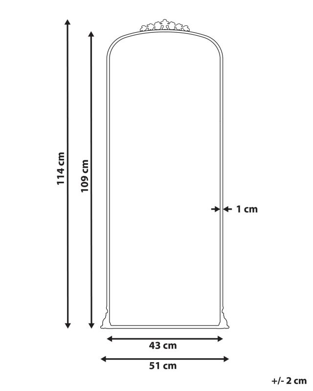 Lustro ścienne Livry 51 cm 114 cm Metal Czarny 1 szt.
