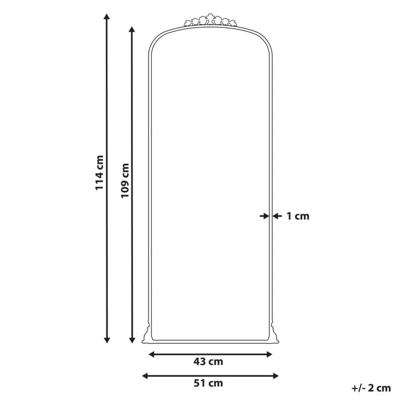 Lustro ścienne Livry 51 cm 114 cm Metal Złoty 1 szt.