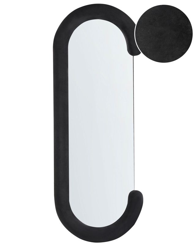 Lustro ścienne Loches 54 cm 158 cm Welur Czarny 1 szt.