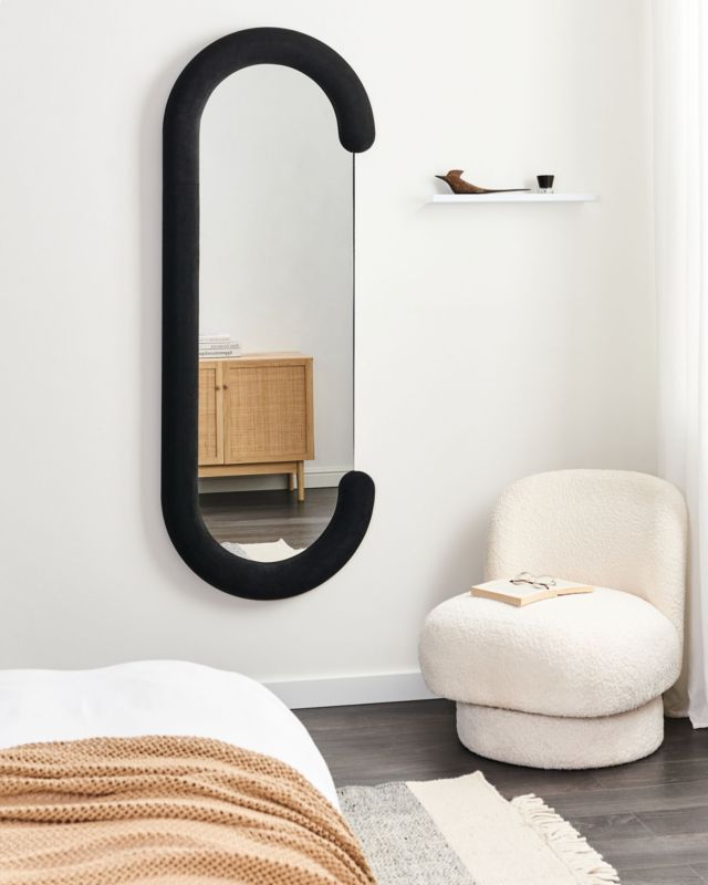 Lustro ścienne Loches 54 cm 158 cm Welur Czarny 1 szt.