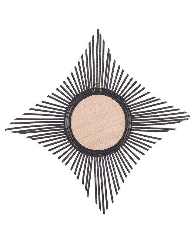 Lustro ścienne Majene 60 cm 60 cm Rattan Czarny 1 szt.
