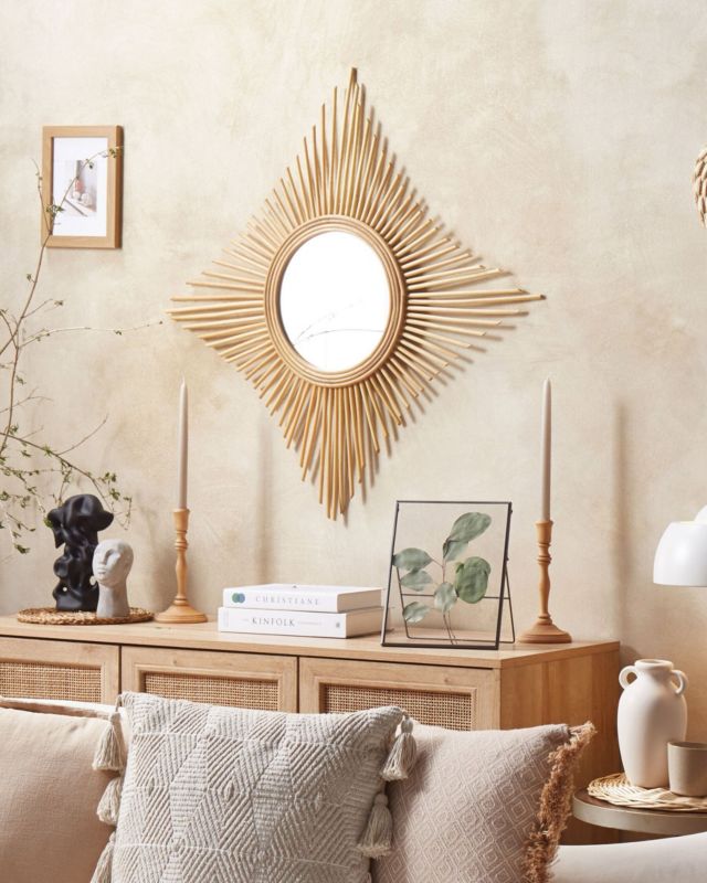 Lustro ścienne Majene 60 cm 60 cm Rattan Naturalny 1 szt.