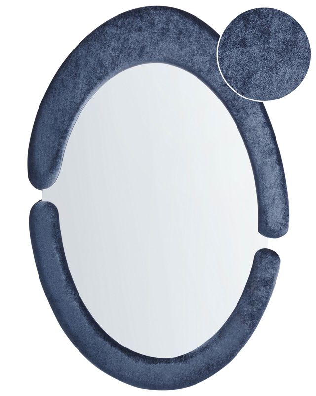 Lustro ścienne Massay 53 cm 90 cm Welur Ciemnoniebieski 1 szt.