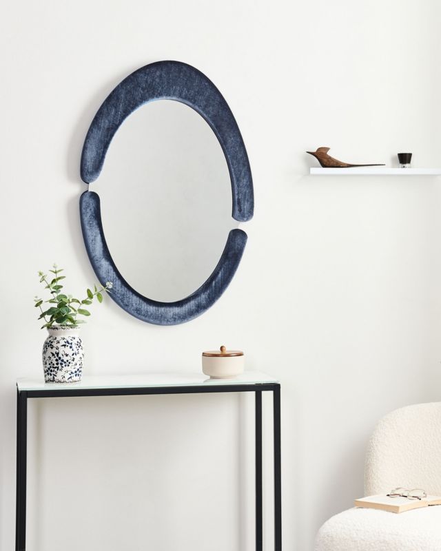 Lustro ścienne Massay 53 cm 90 cm Welur Ciemnoniebieski 1 szt.
