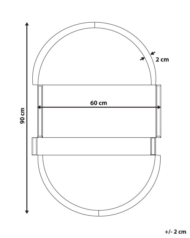 Lustro ścienne Michery 60 cm 90 cm Czarny 1 szt.