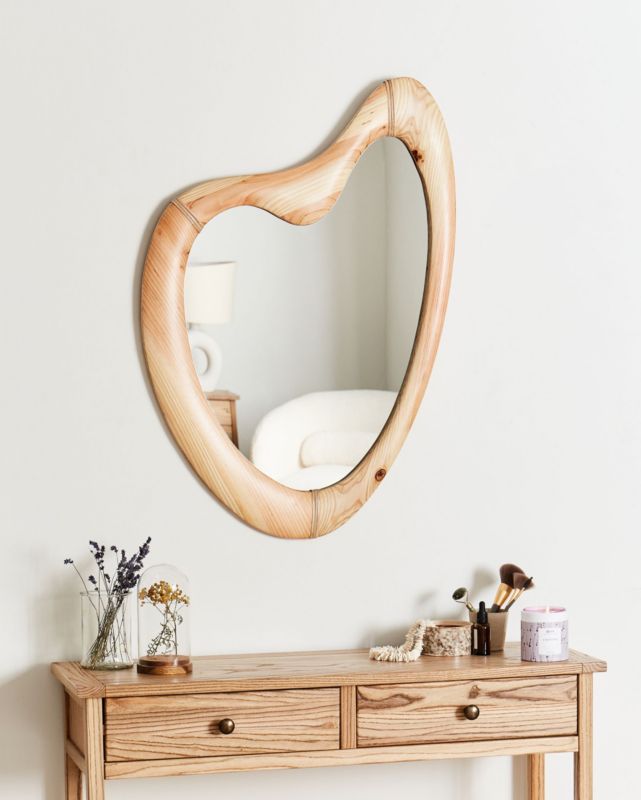 Lustro ścienne Neure 90 cm 77 cm Drewno Naturalny 1 szt.