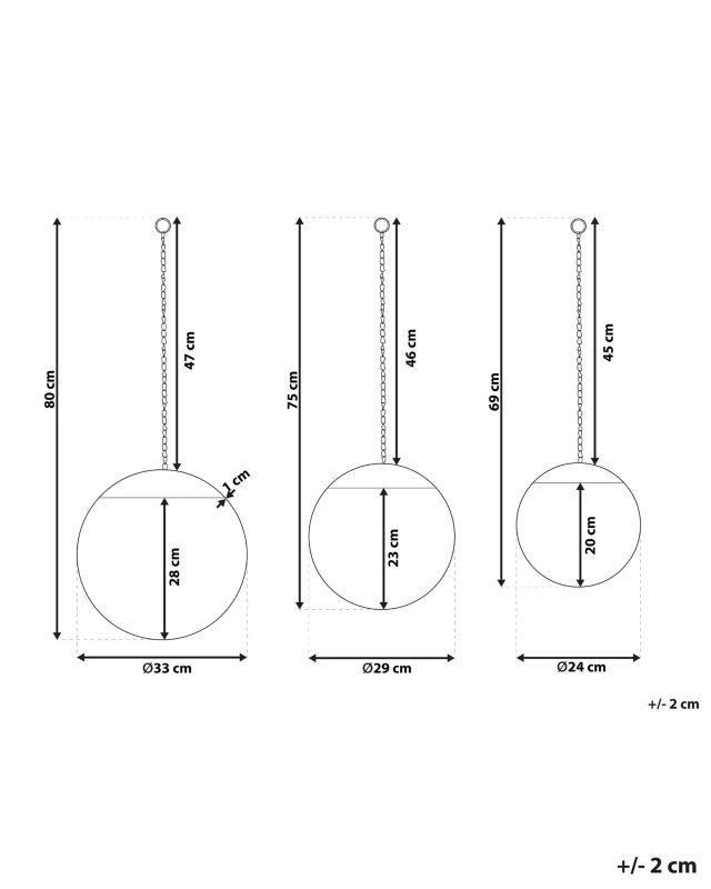 Lustro ścienne Odos 33/29/24 cm 80/75/69 cm Metal Czarny 1 kpl