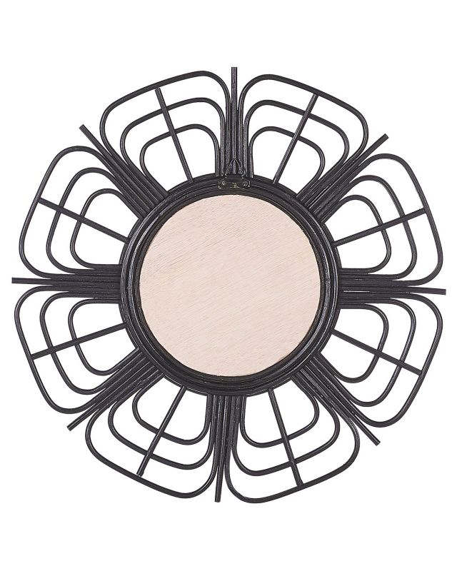 Lustro ścienne Pasaku 60 cm 60 cm Rattan Czarny 1 szt.