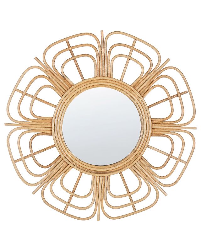 Lustro ścienne Pasaku 60 cm 60 cm Rattan Naturalny 1 szt.