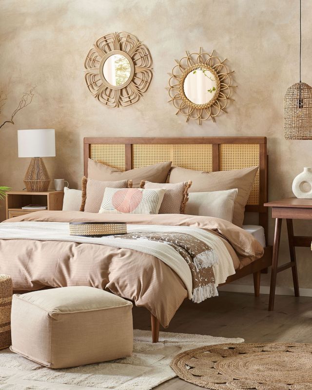 Lustro ścienne Pasaku 60 cm 60 cm Rattan Naturalny 1 szt.