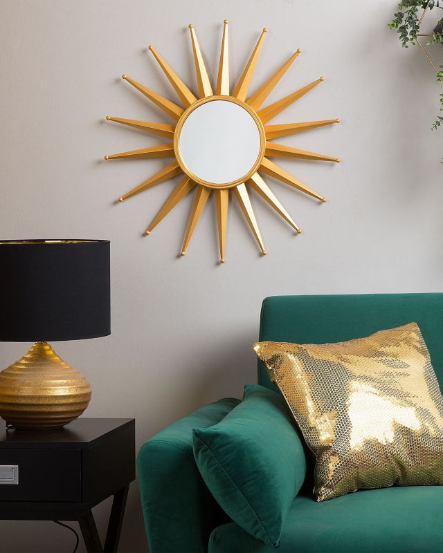 Lustro ścienne Perelli 60 cm 60 cm Metal Złoty 1 szt.