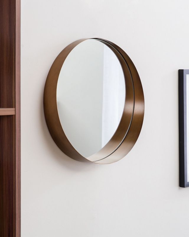 Lustro ścienne Piney 40 cm 40 cm Metal Miedziany 1 szt.